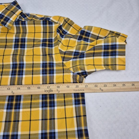 Roundtree & Yorke Gold Label Men's Shirt Size S Short Sleeve Yellow Plaid (56) - Picture 8 of 10